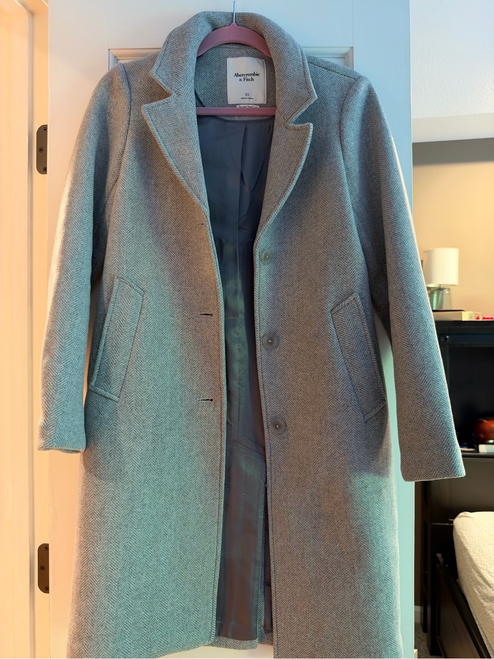 Abercrombie & Fitch Gray Herringbone Dad Jacket